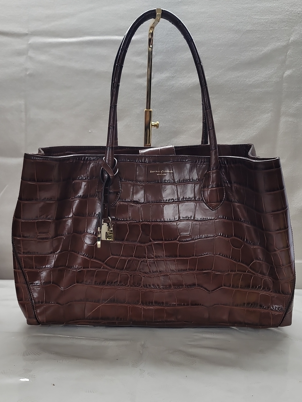 Aspinal Of London Brown Croc Embossed London Tote
